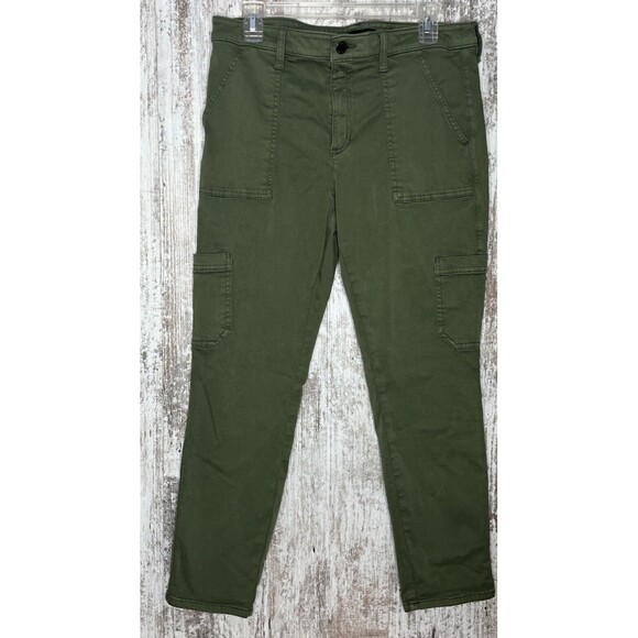 Banana Republic Pants - BANANA REPUBLIC Sloan Mid Rise Cargo Utility Stretch Ankle Chino Olive Green 10